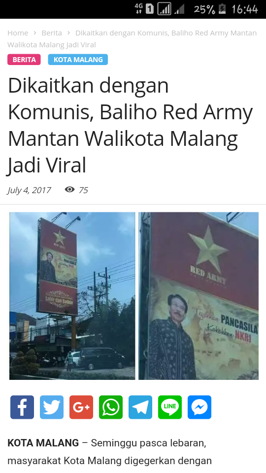 Dikaitkan dengan Komunis, Baliho Red Army Mantan Walikota Malang Jadi Viral

