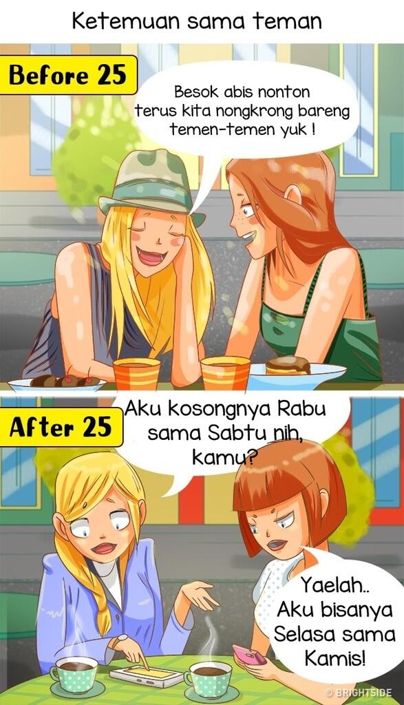 10 Ilustrasi Beda Kehidupan SEBELUM DAN SESUDAH usia 25 