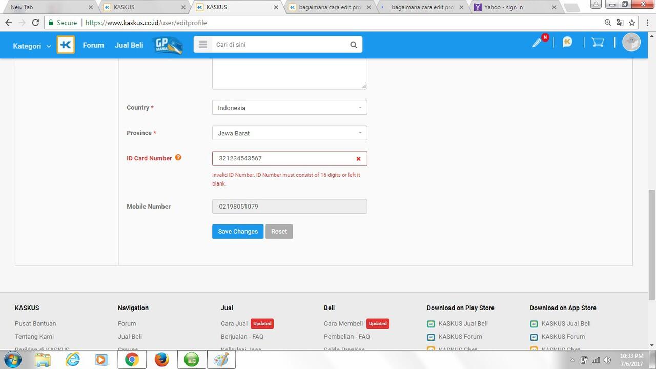 bagaimana cara edit profile account / no telp