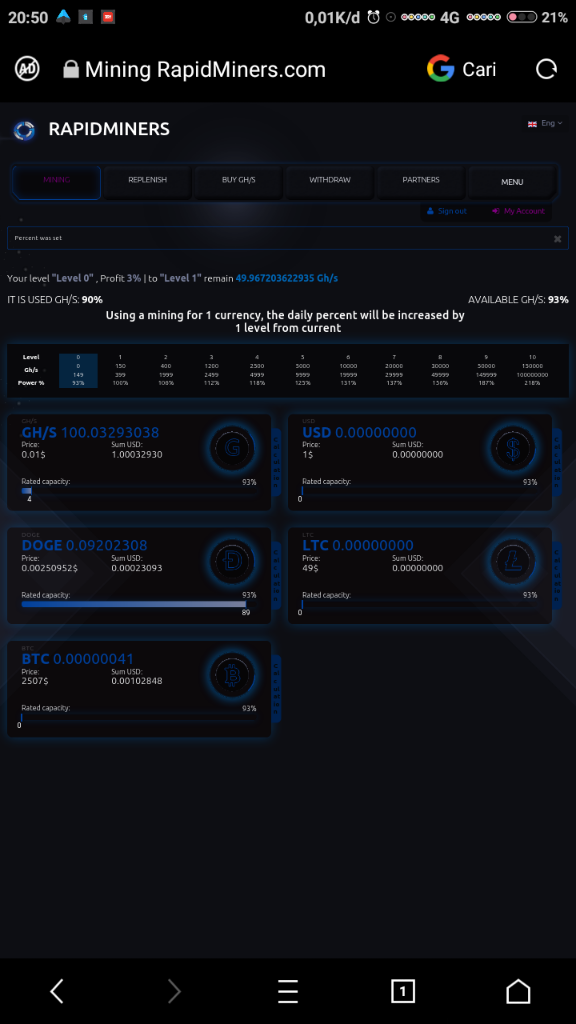 New Mining Gan, Sign Up Dapet 100 Ghs Gan.. Yuk Lah..