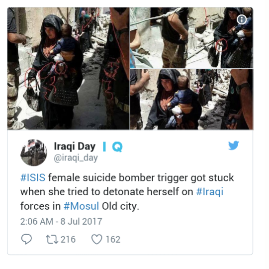 Diduga Anggota ISIS, Ibu Ledakkan Diri Bersama Bayinya di Mosul