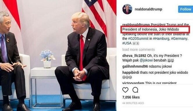 Presiden Trump Salah Upload Foto PM Singapura Dianggap Presiden Jokowi 