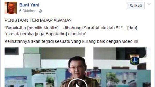 Seluruh Eksepsi Buni Yani Ditolak