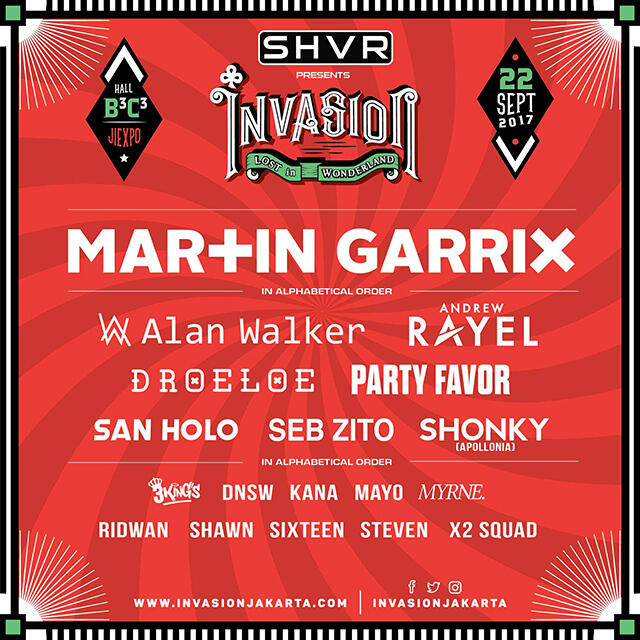 Ini Dia Lineup Yang Akan Tampil di Invasion 2017, “Lost in Wonderland”
