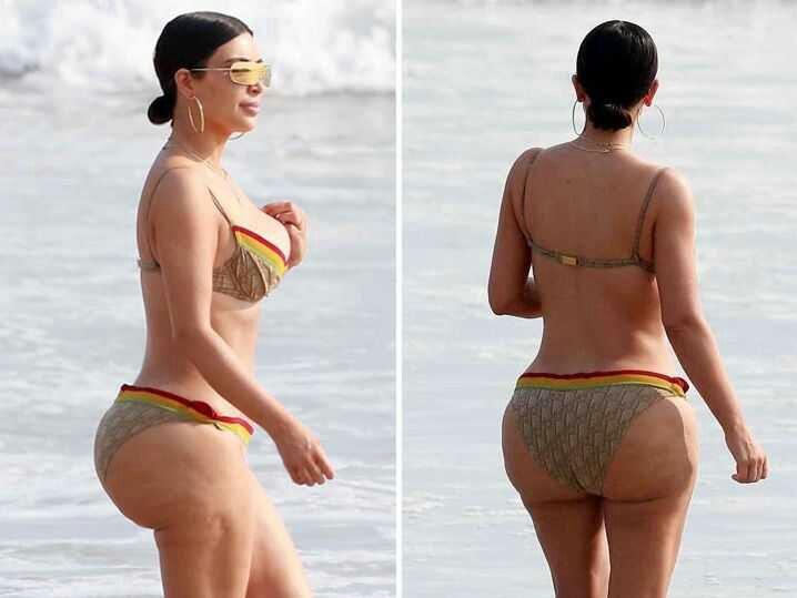 (BB++)Kim kardashian Nggak Malu Pamerkan Selulit Saat Berbikini di Pantai