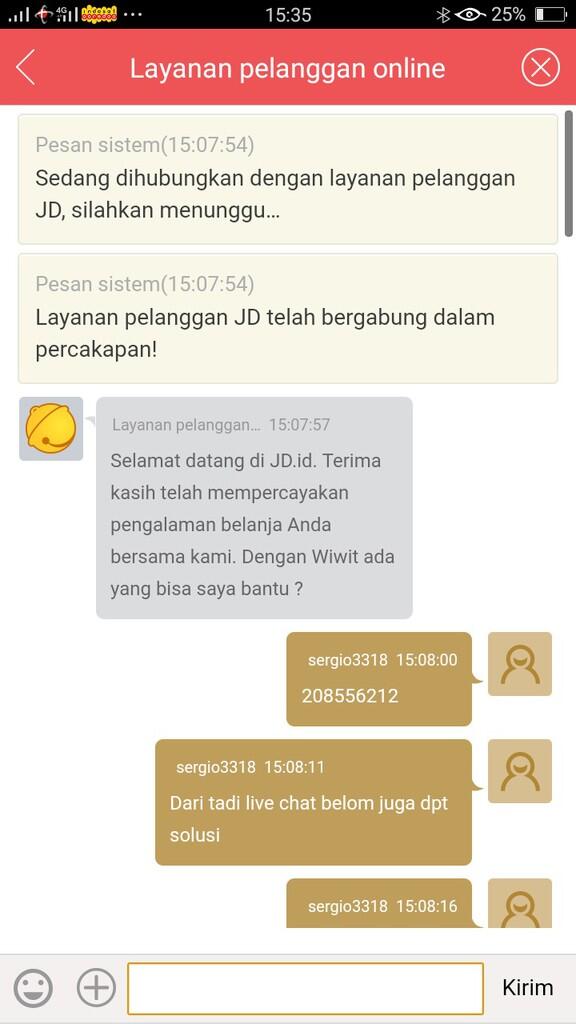 belanja di JD.ID sebulan taksampai, CS TAK JAWAB PERTANYAAN