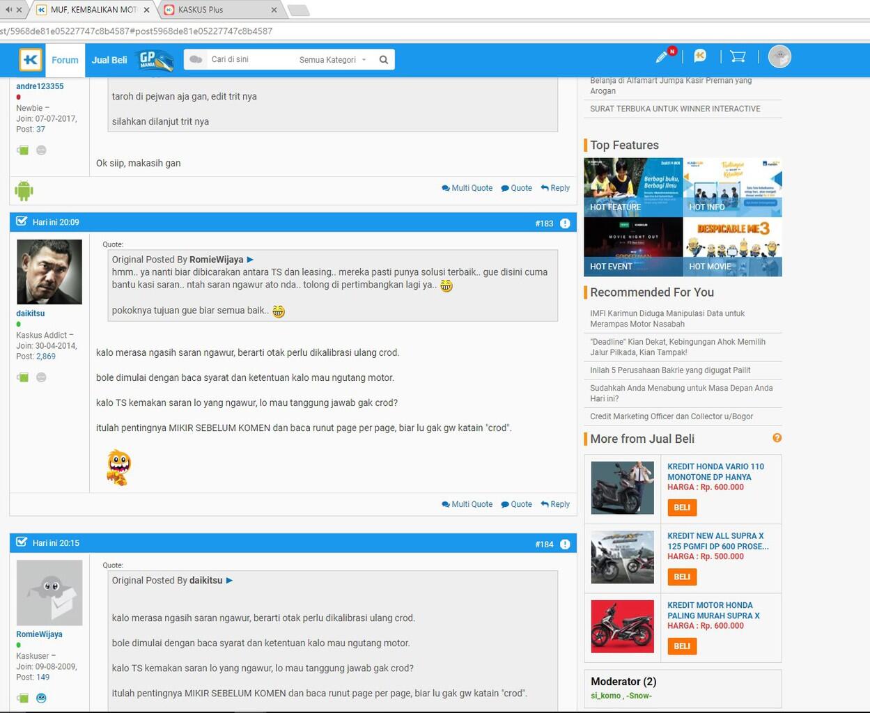 id KASKUS 'daikitsu' menghina saya dengan sebutan &quot;CROD&quot;