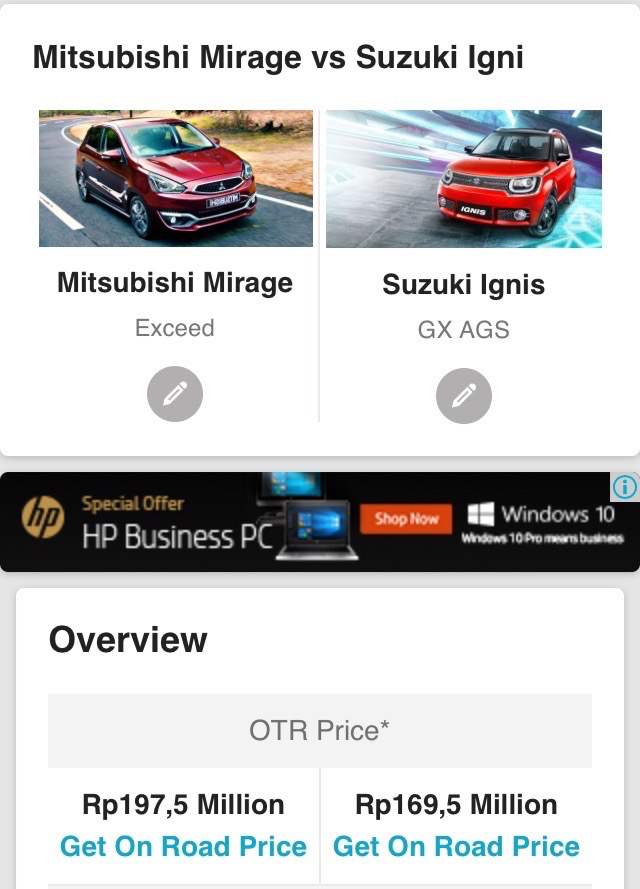 IGNIS atau MIRAGE? Diskusi saja Gan