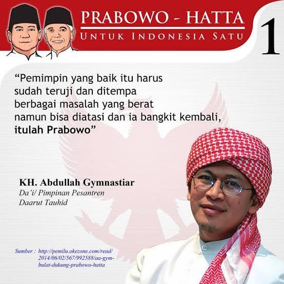 Aa Gym ke Prabowo: Tenang Saja Pak, Jadi Presiden Ada Takdirnya