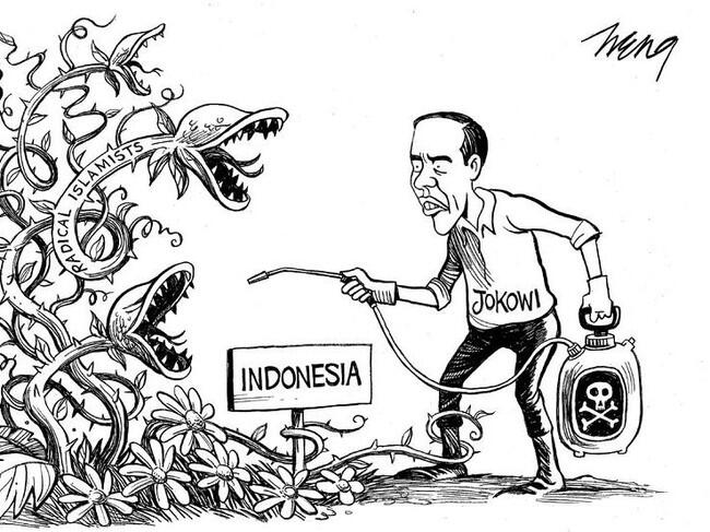 Perlawanan Jokowi ke Islam Radikal Jadi Karikatur di New York Times