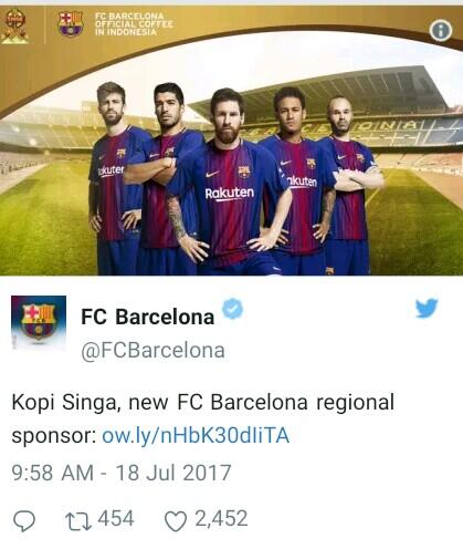 Kopi dari Indonesia Jadi Sponsor FC Barcelona