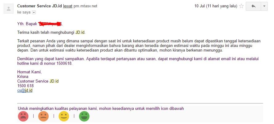3x PHP Belanja di JD.ID , Lebih 1 Bulan tidak ada Kabar pasti 