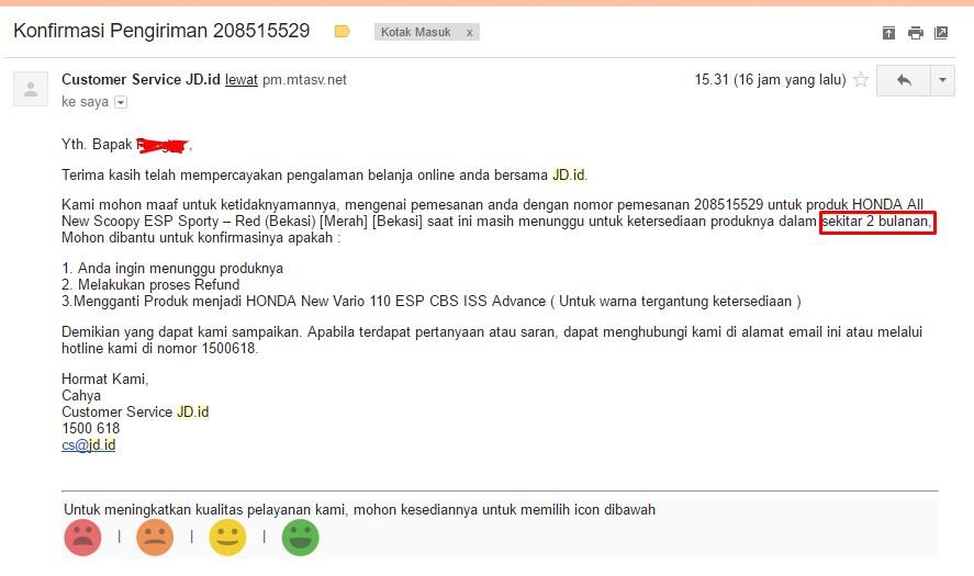 3x PHP Belanja di JD.ID , Lebih 1 Bulan tidak ada Kabar pasti 