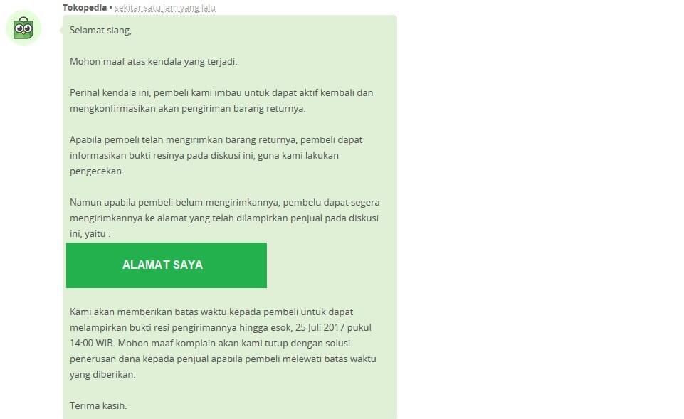 Kekonyolan Pembeli di Pusat Resolusi Tokopedia