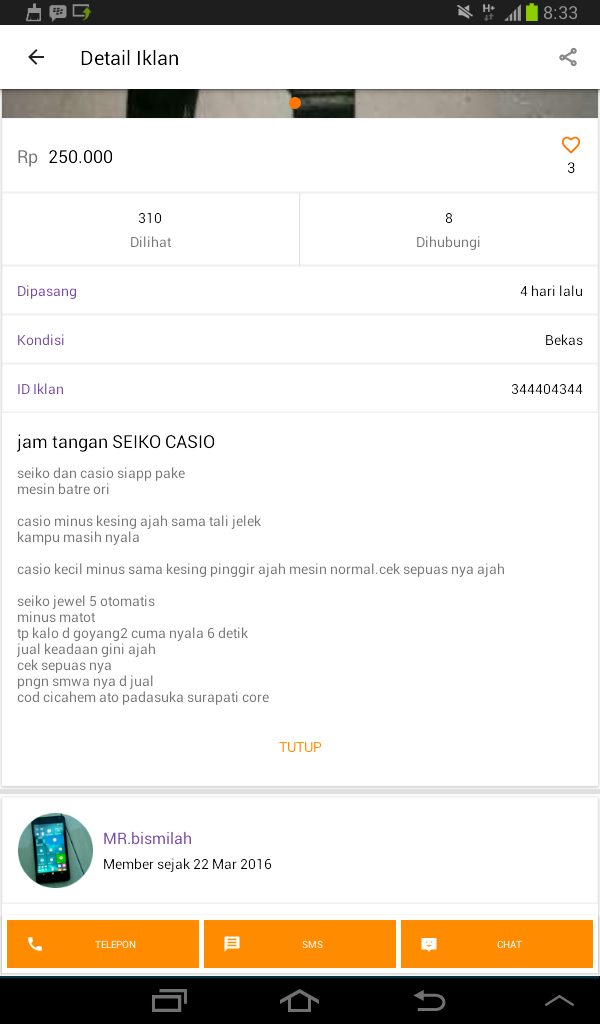 Penipuan OLX ID MR.Bismilah aka Sukirno Rekening BCA a.n Mita Susilawati