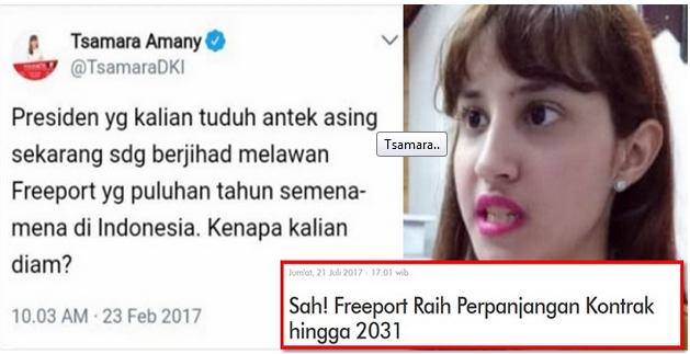 Kena Tipu Soal 'Jihad Jokowi Melawan Freeport', Tsamara Mendadak Bisu dan Tuli