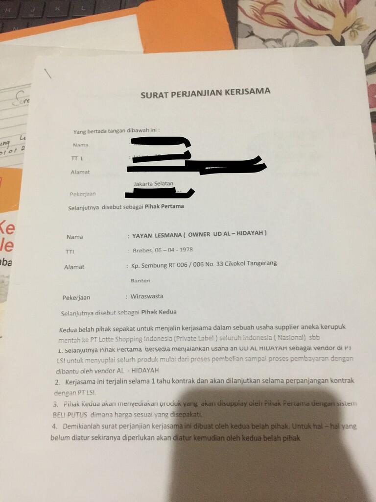 SHARE LIST PELAKU PENIPUAN BERKEDOK SUPPLIER KERUPUK A.N YAYAN LESMANA CC: LOTTEMART