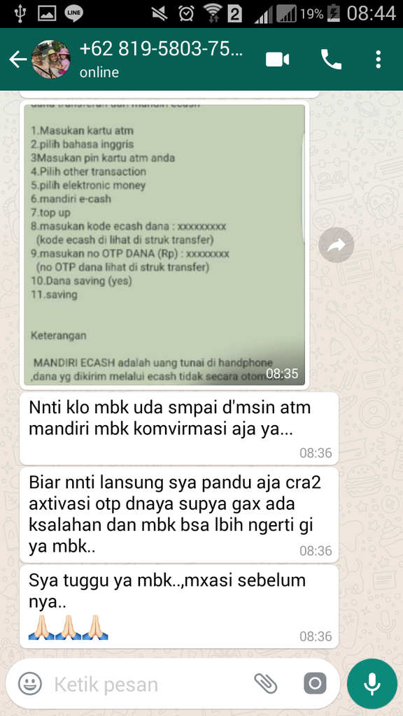 WASPADA! pengalaman hampir kena tipu via e-cash
