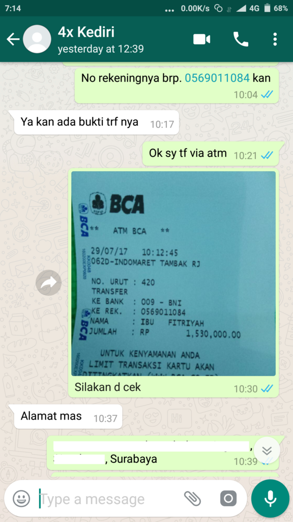 Surat Terbuka penipu FJB id: brusli, Rek BNI Cab KEDIRI 0569011084 a.n. IBU FITRIYAH
