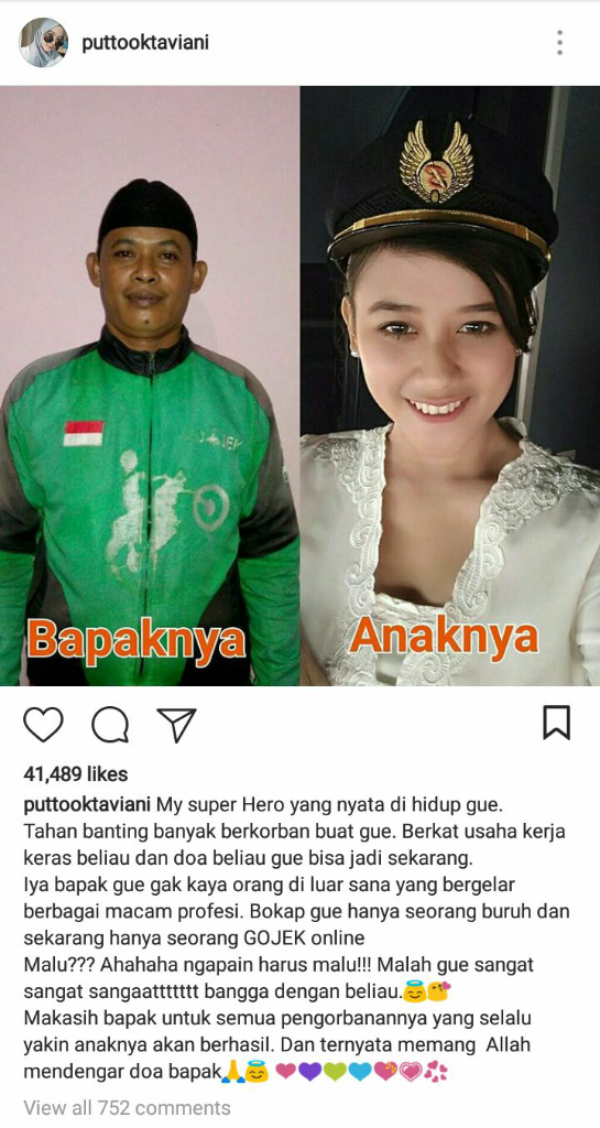  Mengharukan, Pramugari Cantik Ini Bangga Ayahnya Jadi Driver Go-Jek!

 