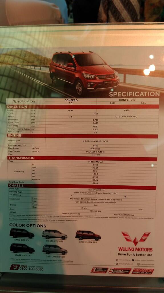 Ini gan harga resmi Wuling Confero di Indonesia!!