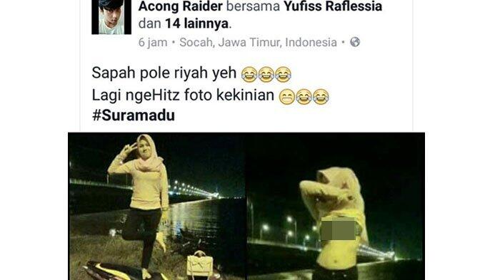 Heboh, Cewek Bejilbab Pamer BH di Jembatan Suramadu Viral di Sosmed