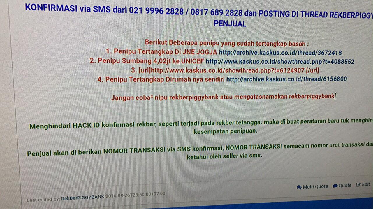 Hati-hati Penipuan Modus Baru Ngaku RekberPIGGYBANK pakai nomor HP +6282144246349