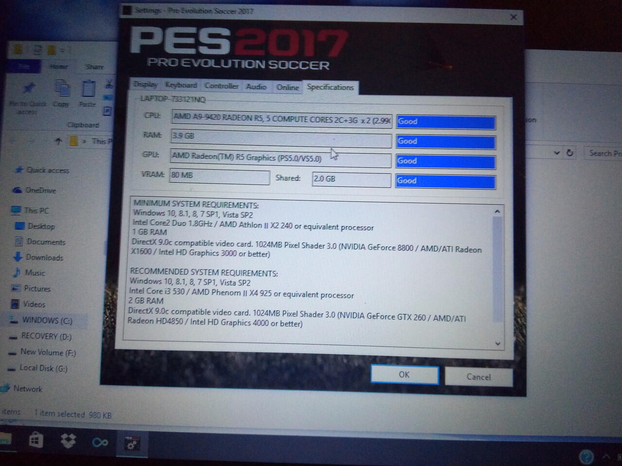 Pes 2017 tidak bisa set high atau medium