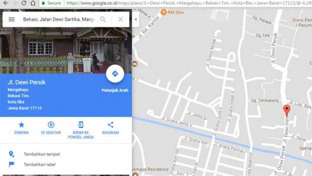 Jalan Dewi Sartika Bekasi Berubah Jadi Dewi Persik di Google Maps