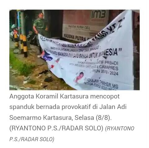 Aparat Koramil Bredel Spanduk Jokowi-Gatot