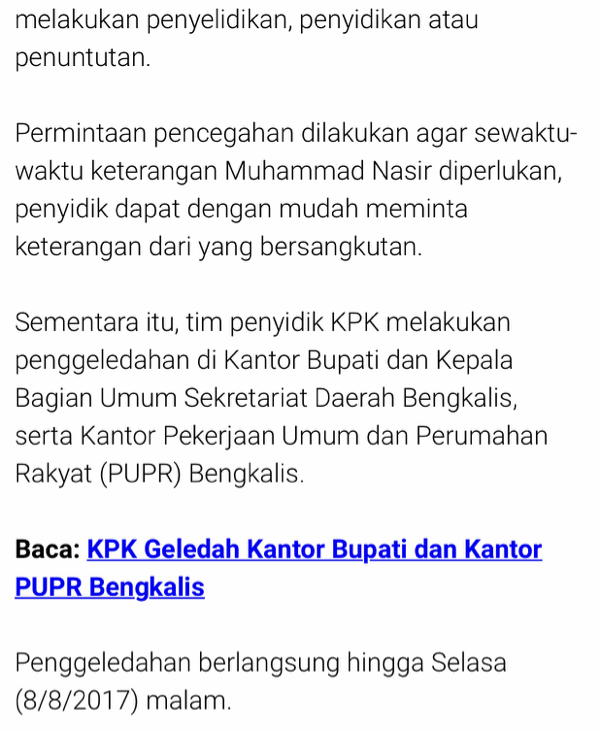 KPK Cegah Sekda Kota Dumai ke Luar Negeri