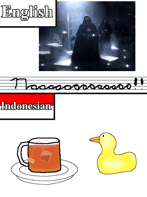 Terjemahan Inggris-Indonesia yang diplesetkan ke pengucapannya