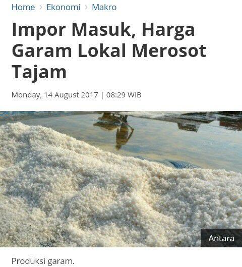 Impor Masuk, Harga Garam Lokal Merosot Tajam