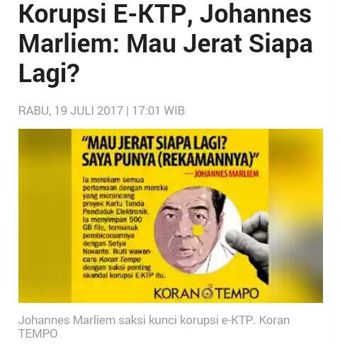 Korupsi E-KTP, Johannes Marliem: Mau Jerat Siapa Lagi?