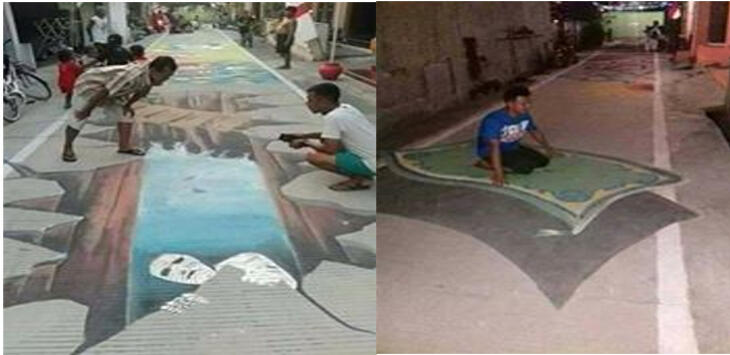 Di Daerah Ini Warganya Membuat Gambar 3D jelang HUT RI