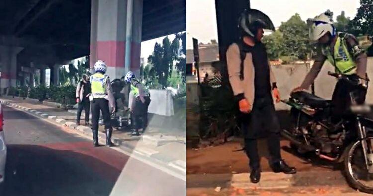 Tolak ditilang, pemotor ini injak-injak motornya di depan polisi