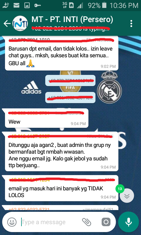 KICAUAN PARA PESERTA SELEKSI PROGRAM MANAGEMENT TRAINEE PT. INTI, PADA BAPER GAN SIST