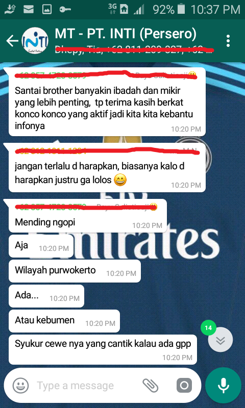 KICAUAN PARA PESERTA SELEKSI PROGRAM MANAGEMENT TRAINEE PT. INTI, PADA BAPER GAN SIST