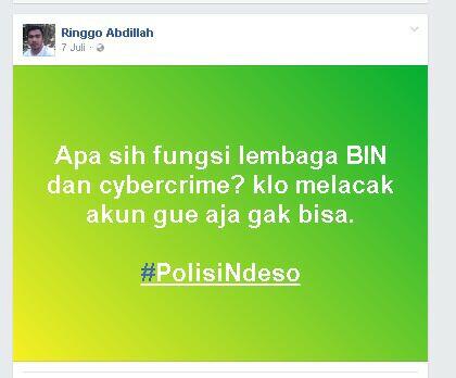 Tampang 'Ringgo' yang Hina Jokowi dan Kapolri Saat Diciduk