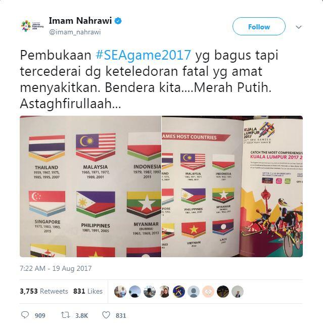 Bendera Indonesia Terbalik di Buku SEA Games