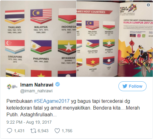 Pembukaan Sea Games: Malaysia Salah Cetak Warna Bendera RI, Netizen Bereaksi Keras