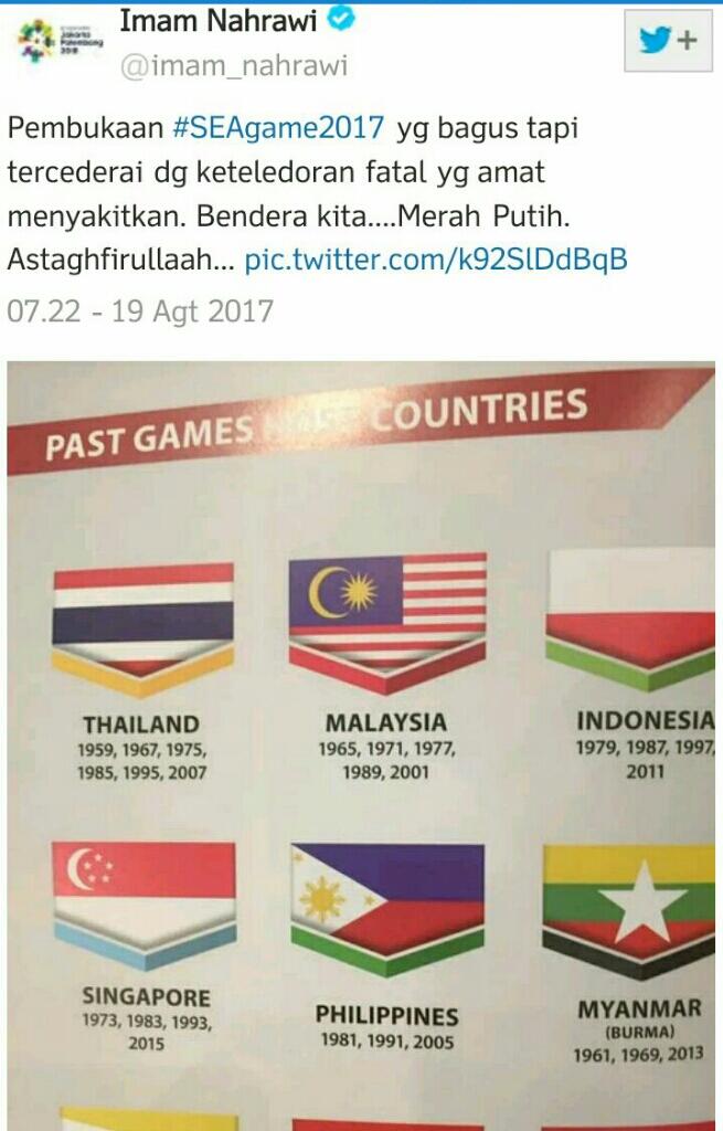 Bendera Indonesia Terbalik Di Buku Panduan Sea Games, kok Bisa?