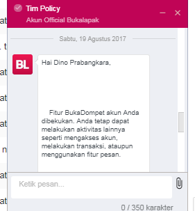 Mohon bantuannya Buka Dompet di Bukalapak saya mendadak Dibekukan