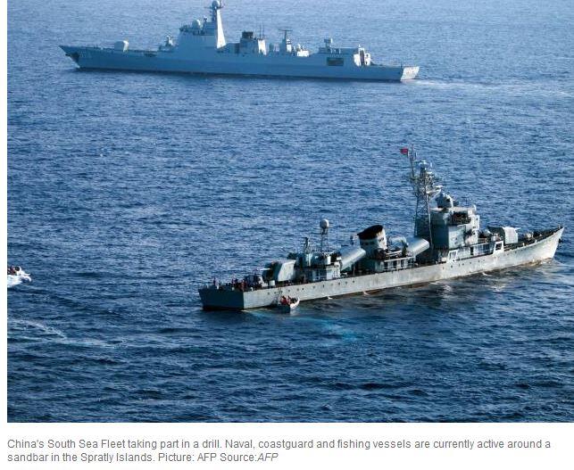 A Chinese fleet appears to be making a move on another contested Spratly island