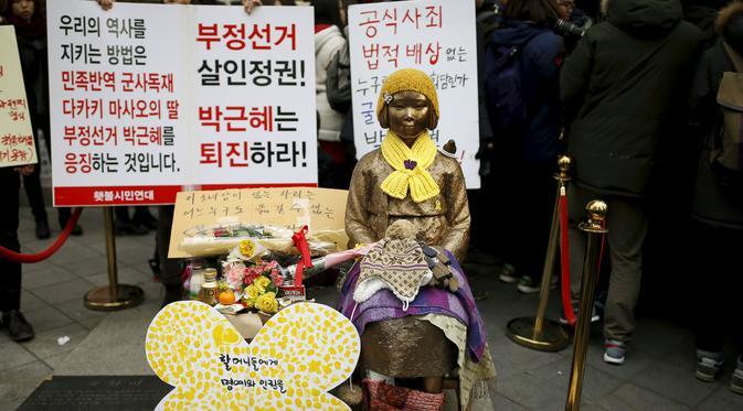 Melawan Lupa, Patung 'Budak Seks' Dipasang di Bus Kota Seoul