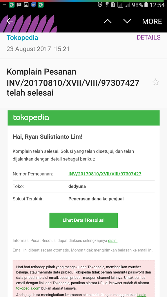 Tokopedia memihak dan melindungi penjual yang menipu