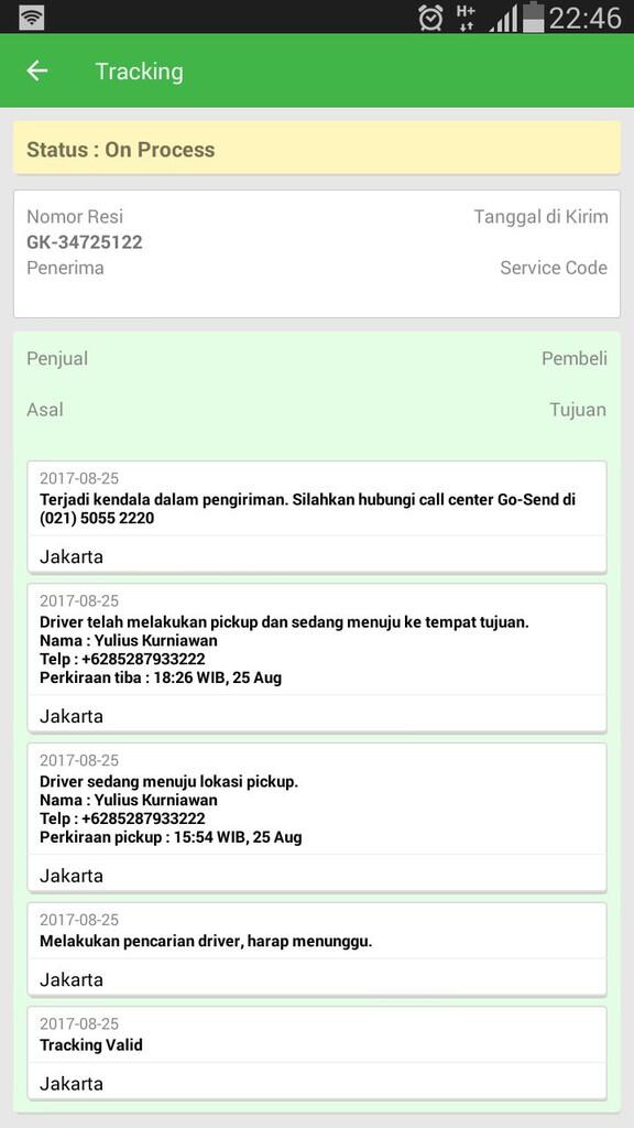 Beli barang di Tokopedia menggunakan Gosend , barang raib entah kmn....