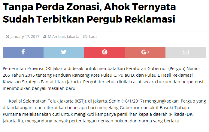 HGB Pulau D Sudah Terbit Atas Nama PT Kapuk Naga Indah