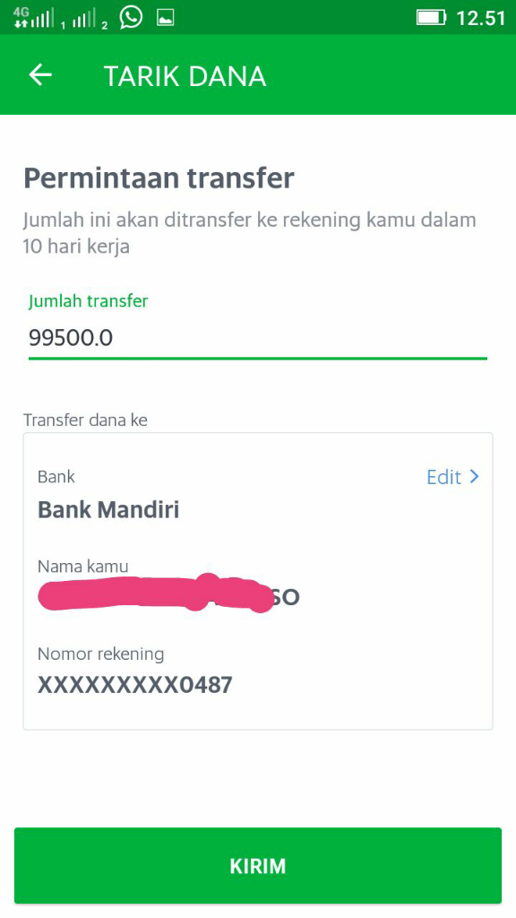 *grabhitch, Penarikan Saldo Dompet Tak Kunjung Di Transfer*