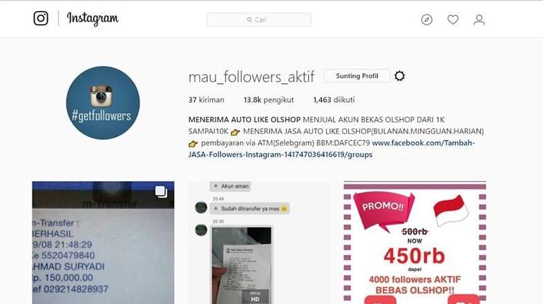 MENJUAL FOLLOWERS INSTAGRAM AKTIF INDO UNTUK OLSHO&amp;AKUN PRIBADI